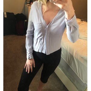 NWOT Topshop Cropped Long Sleeve Blouse